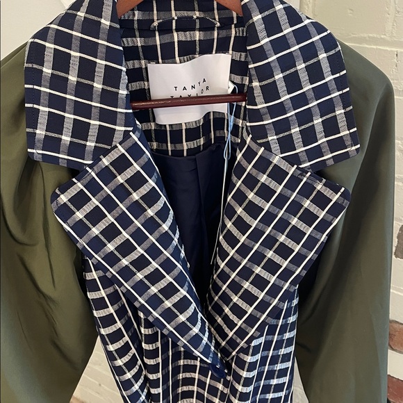 NWT Tanya Taylor Navy and Cream Plaid Jacket - Picture 6 of 9